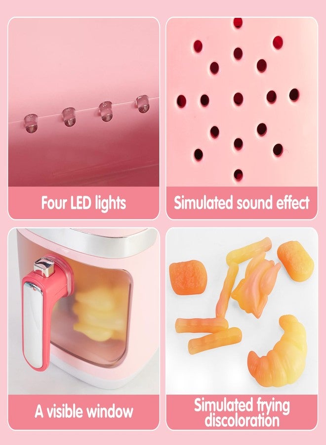 ACROFEK Play Kitchen Accessories, Pretend Kitchen Appliances Set with Toy Air Fryer for Kids with Sound and Lighting, Color-Changing Play Food, Birthday Gift for Boys and Girls Ages 3-5 4-8,Pink - Image 2